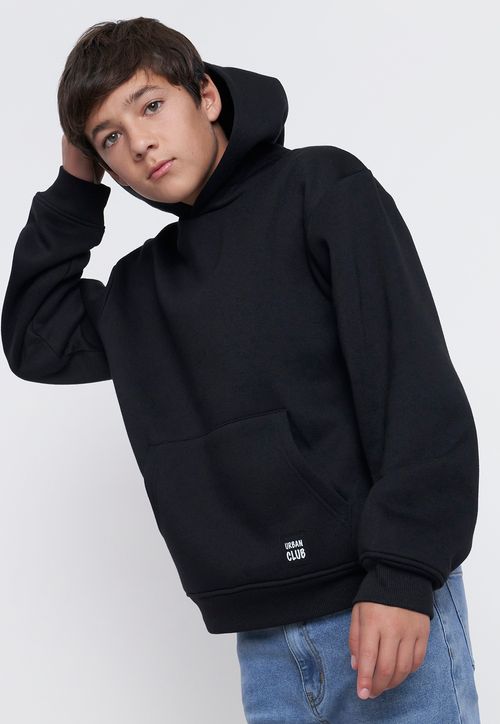 Poleron Niño Teen con Capucha Negro