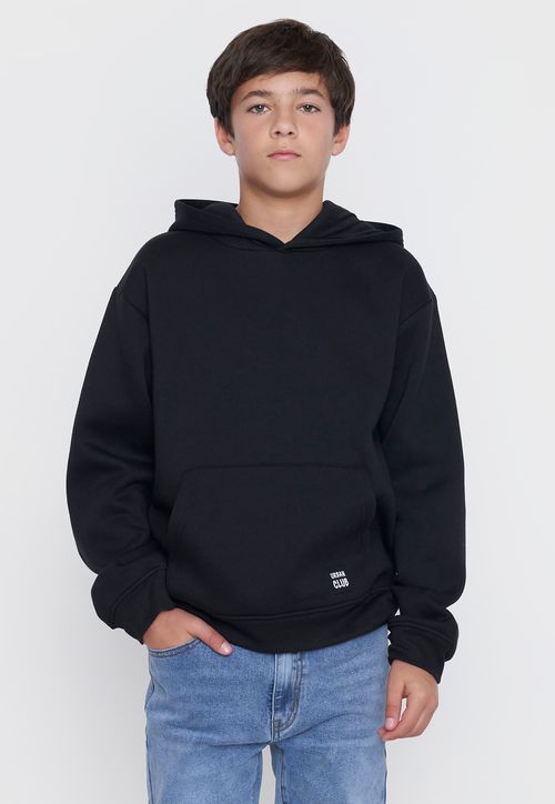 Poleron Niño Teen con Capucha Negro