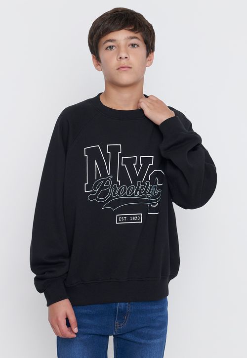 Poleron Niño Teen Cuello Redondo Negro I